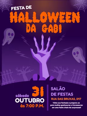 Convite de Halloween Assustador com Fantasmas para Editar Online