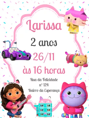 Convite de Aniversário Casa Mágica da Gabby para Editar Online