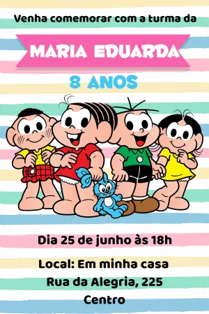 Invitation d'anniversaire Turma da Mônica – Statique – Studio Cah