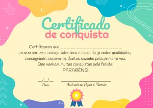 Certificado de Conquista Infantil Colorido para Editar Online