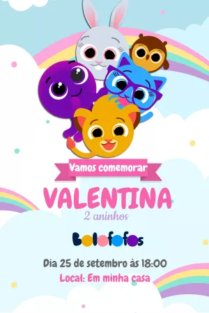 Convite de Aniversário Bolofofos com Personagens para Editar