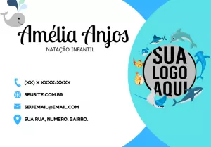 Cartão de Visita Natação Infantil Fundo do Mar para Editar Online