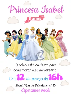 Invitación de cumpleaños Princesas – Estático – Pedro Henrique