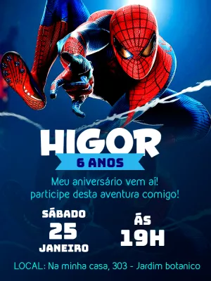 Convite Aniversário Homem Aranha para Editar Online