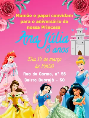 Invitación de cumpleaños Princesas – Estático – Augusto Renan