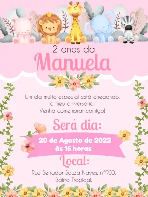 Safari Birthday Invitation – Static – Bella Liz Convites