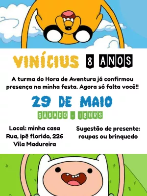 Convite de Aniversário Hora de Aventura para Editar Online