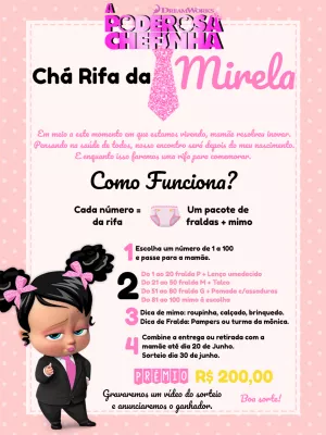 Convite Chá Rifa Poderosa Chefinha para Editar Online
