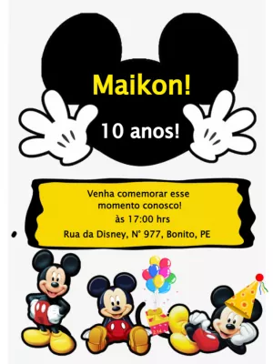 Mickey Mouse Birthday Invitation – Static – Dayvison Carvalho do Nascimento