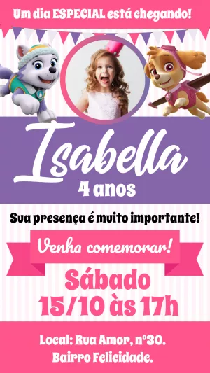 Invito di compleanno Paw Patrol – Statico – Bella Liz Convites