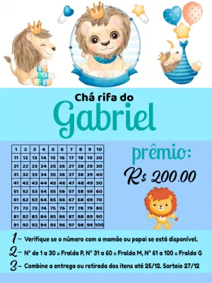 Chá Rifa Leãozinho Editável Online para Imprimir