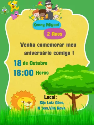 Convite de Aniversário Mundo Bita com Personagens para Editar