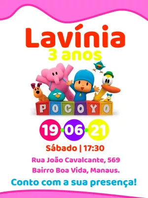 Convite de Aniversário Pocoyo e Turma para Editar Online