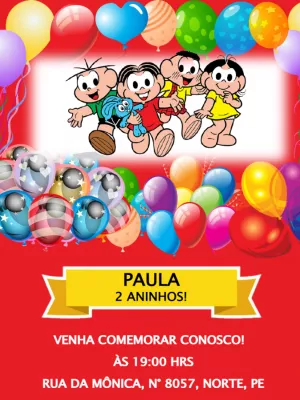 Invitation d'anniversaire Turma da Mônica – Statique – Dayvison Carvalho do Nascimento