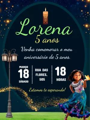 Convite Aniversário Encanto com Mirabel para Editar Online