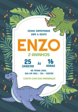 Invitación de cumpleaños Dinosaurio – Estático – Jotta