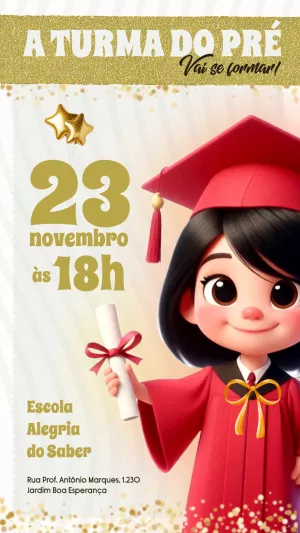 Convite Formatura do ABC com Menina para Editar Online