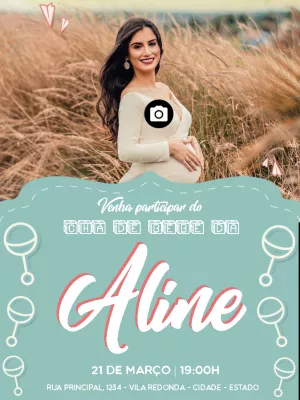Convite de Chá de Bebê com Foto para Editar Online