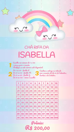 Convite Chá Rifa Chuva de Amor para Editar Online