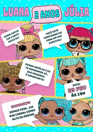 Convite de Aniversário LOL Surprise com Bonecas para Editar Online