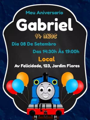 Convite de Aniversário Thomas e Amigos para Editar Online