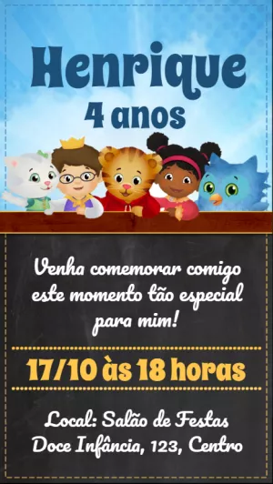 Convite Aniversário Daniel Tiger para Editar Online