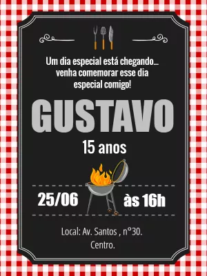 Convite Aniversário Churrasco Estilo Lousa para Editar