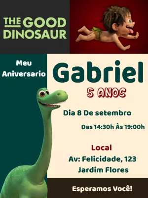 Invitación de cumpleaños Dinosaurio – Estático – R🌹 ZA  P..