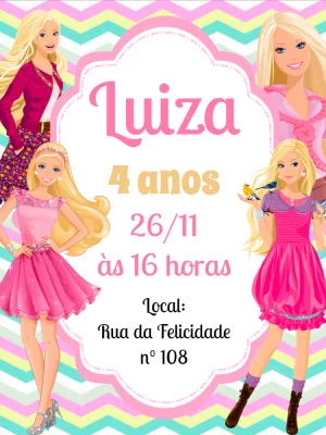 Invitación de cumpleaños Barbie – Estático – Pedro Henrique