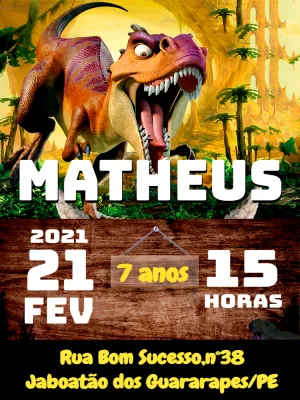 Convite de Aniversário Dinossauro para Editar Online