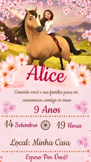Convite de Aniversário Spirit O Indomável para Editar Online