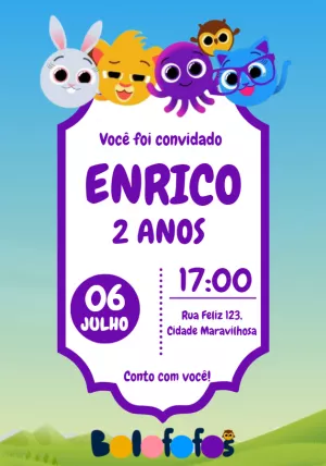 Invitación de cumpleaños Bolofofos – Estático – Alice Capistrano Roussenq