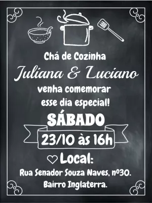 Convite Chá de Cozinha Lousa para Editar e Imprimir Online