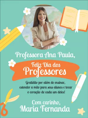 Cartão Dia dos Professores com Foto Editável Online