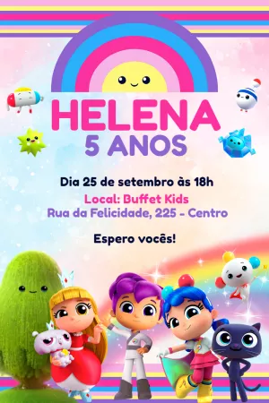 Convite Aniversário Vera e o Reino do Arco-íris para Editar