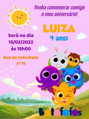 Invitación de cumpleaños Bolofofos – Estático – Pedro Henrique