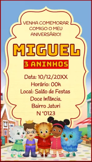 Convite Aniversário Daniel Tigre para Editar Online