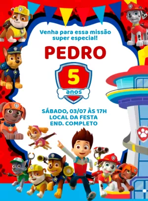 Invito di compleanno Paw Patrol – Statico – Renata Designer