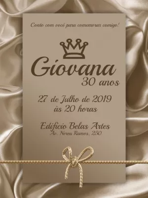 Convite de Aniversário Adulto Realeza para Editar Online