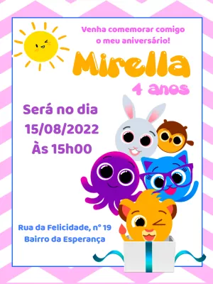 Convite de Aniversário Bolofofos para Editar Online