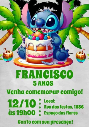 Stitch Birthday Invitation – Static – Crazyume Designer