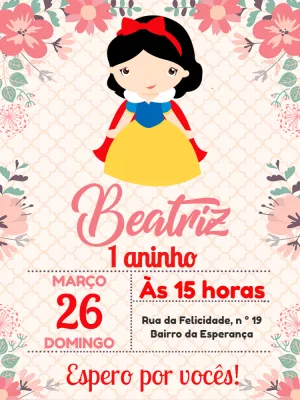 Convite Aniversário Branca de Neve para Editar Online