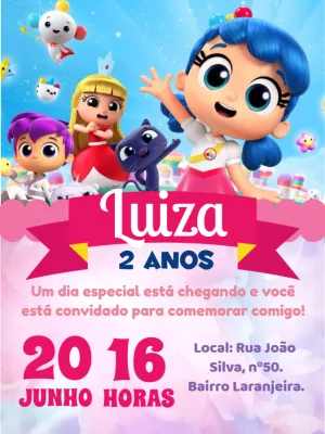Convite Aniversário Vera e o Reino do Arco Íris para Editar