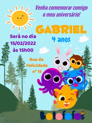 Invitación de cumpleaños Bolofofos – Estático – Pedro Henrique