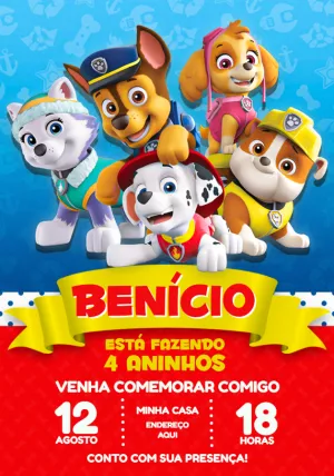 Invito di compleanno Paw Patrol – Statico – Jotta