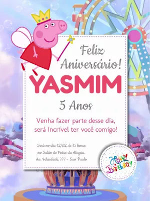 Convite de Aniversário Peppa Pig para Editar Online