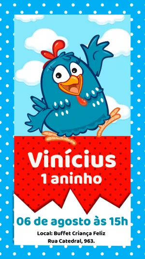 Convite Aniversário Galinha Pintadinha para Editar Online