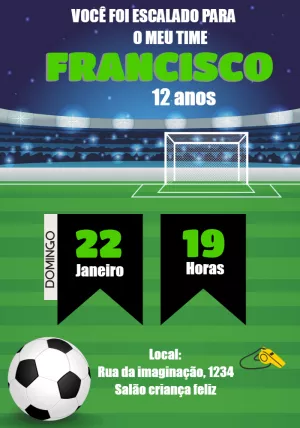 Soccer Birthday Invitation – Static – Convites Personalizados