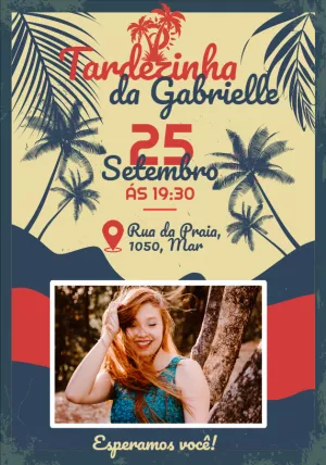Convite Aniversário Tardezinha com Foto para Editar Online