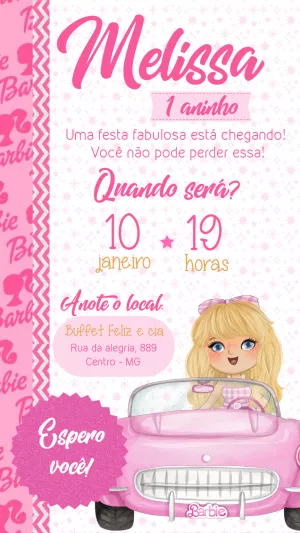 Invitación de cumpleaños Barbie – Estático – Felicity Artes